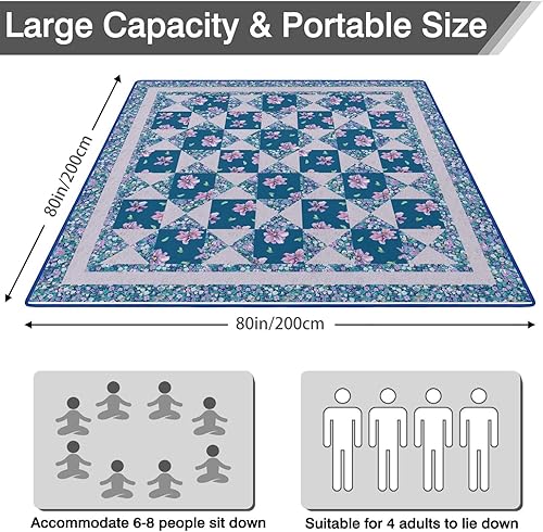 Miniatura 7 de Supfitness Manta de picnic extra grande impermeable plegable (60 x 80 pulgadas), manta de playa impermeable a prueba de arena, 3 capas para el aire
