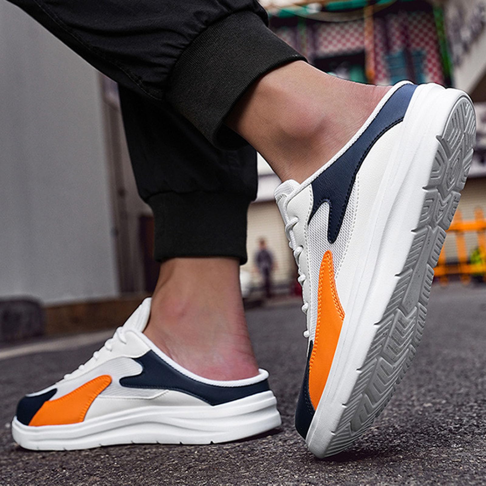 Generisch La Hombres Zapatos 40 pares de zapatos de malla One Foot Lazy Sin Talón Zapatillas Medio Zapatillas Deportivas Casuales Zapatos Hombres 48 Ancho