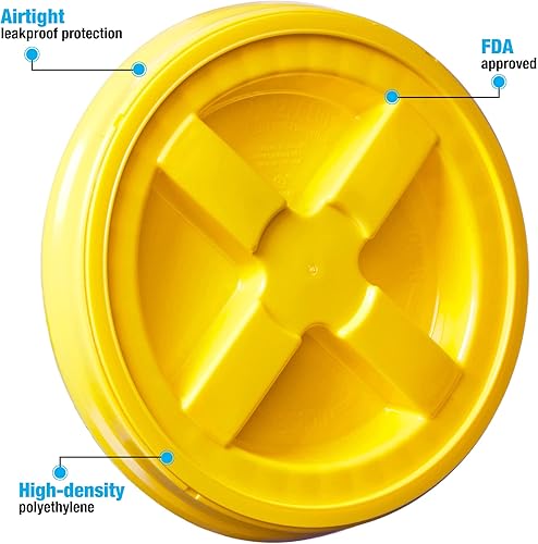 Miniatura 5 de Consolidated Plastics Cubetas blancas de grado alimenticio de 5 galones con mango de agarre inferior y tapas de sellado gamma, almacenamiento de