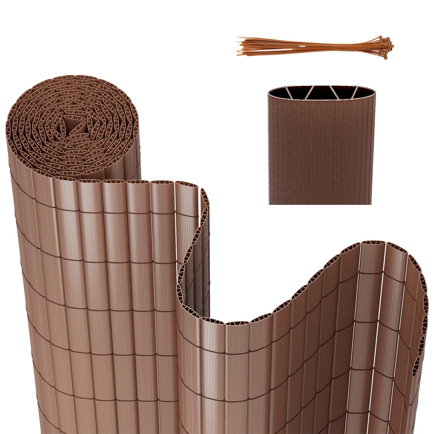 Gimisgu Canniccio PVC Recinzione 90x500 cm, Protezione Standard da sguardi indiscreti con Struttura a W Rinforzata, Impermeabile, per Balcone, Protezione da Vento, Marrone