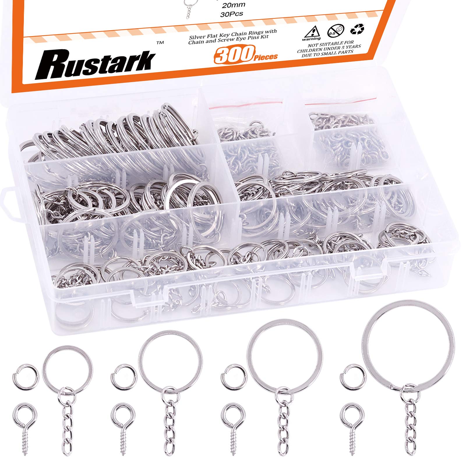 Container Key Ring Keychain Kit Metal Split Keychain Ring Parts 50 Key Chains With 25mm ...