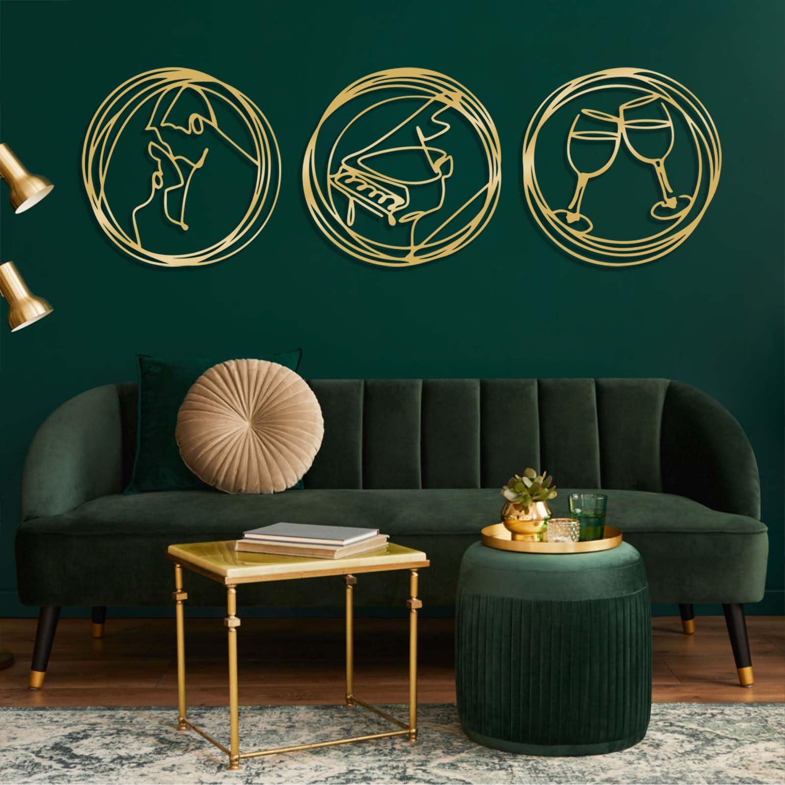 Gold Bar Wall Decor Gold & Blue Accent Wall You'll Love In 2025