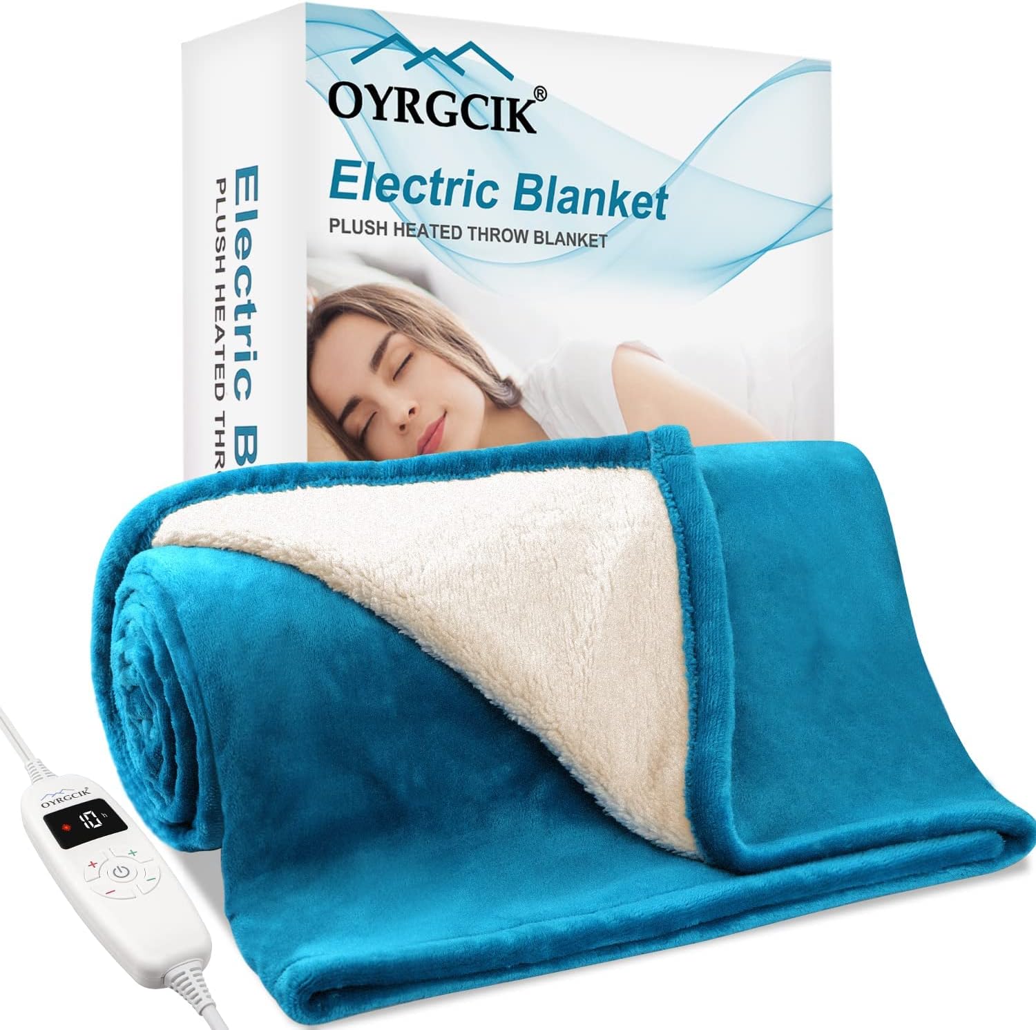 Heated Blanket Electric Throw, Upgraded Heating Blanket with 10 Heat Levels & 8 Time Settings, 50"x60" Reversible Flannel & Sherpa Heated Throw, ETL Certified Machine Washable Full Body Couch Blankets