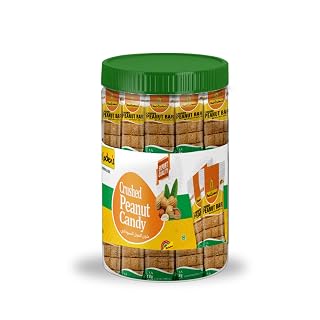 Kozhikodens Crushed Peanut Chikki Jar | Crunchy Crushed Peanut Bar | Gajak/Gazak Sweets | Made with Jaggery | No Added Preservatives or Colours 30 Pieces