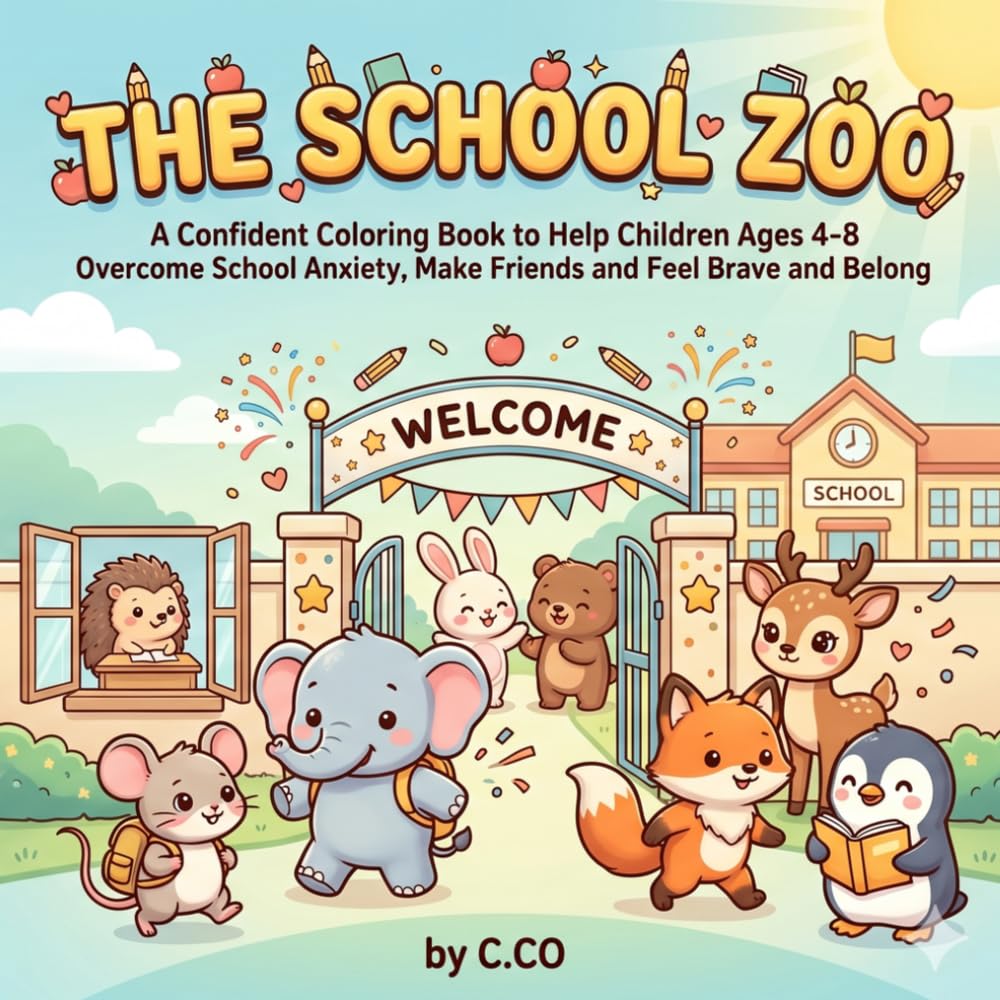 The School Zoo: A Confident Coloring Book to Help Children Ages 4-8 Overcome School Anxiety, Make Friends and Feel Brave and Belong