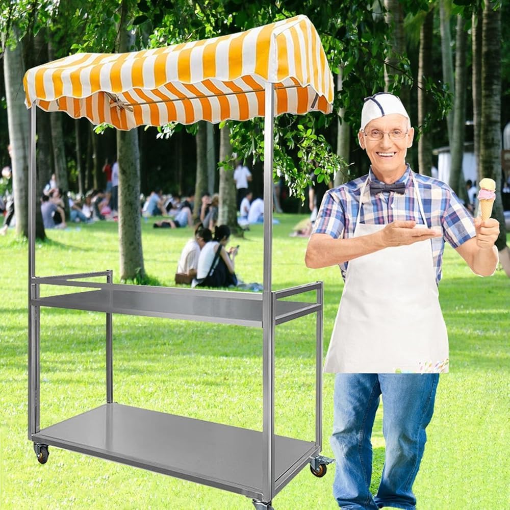 LJYKBFL Vending Cart for Ice Cream and Hot Dogs, Lightweight and Portable for Events and Farmers Markets