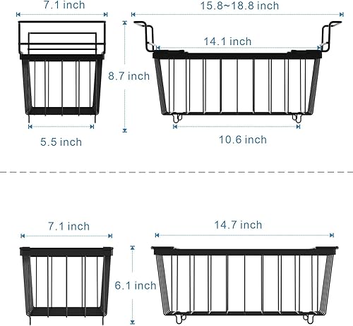 Miniatura 9 de iSPECLE Organizador de pecho para congelador, paquete de 2 cubos organizadores colgantes para congelador con mango expandible para congelador de 7