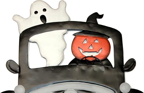 Miniatura 4 de Worth Imports Calabaza y fantasma de metal para Halloween de 18 pulgadas en camión, estaca para patio al aire libre
