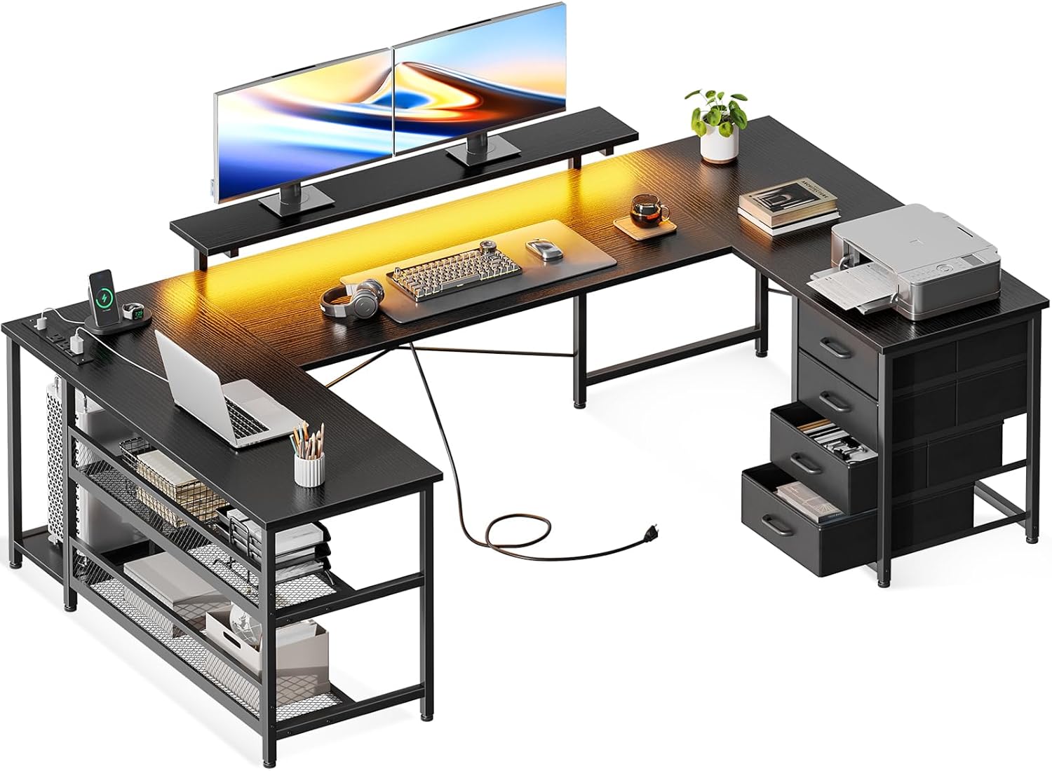 ODK U Shaped Desk in a home office setting with monitors and accessories