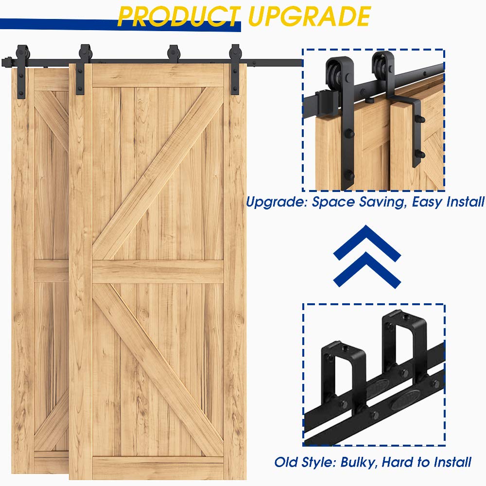 Buy SMARTSMITH 5FT Single Track Bypass Barn Door Hardware Kit,Upgraded