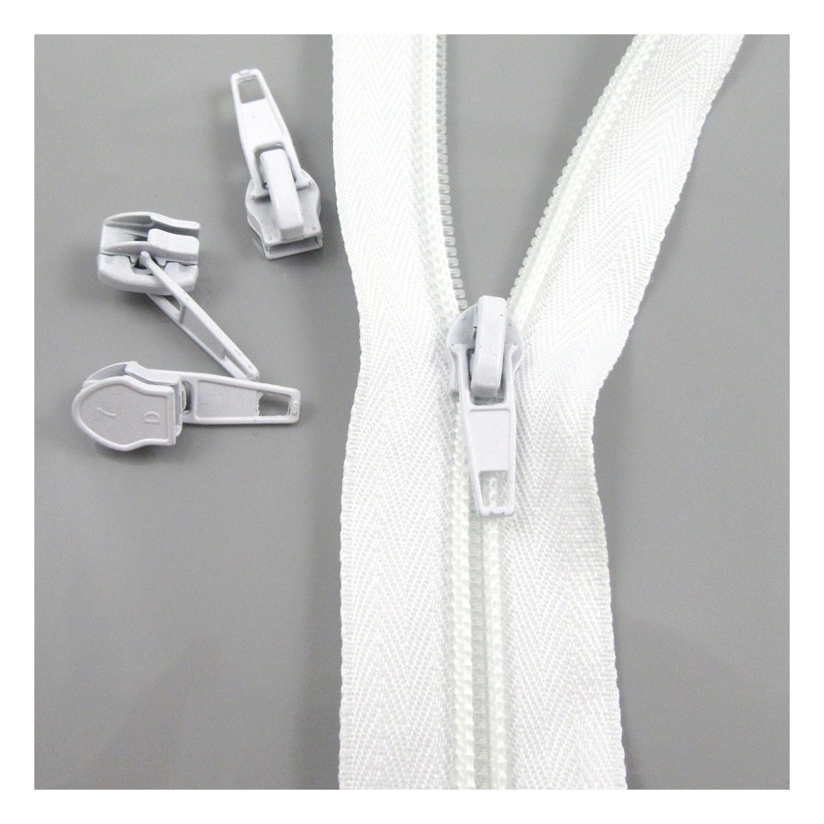 Beads4Crafts 25 METRES + 50 Sliders No.5 Continuous Zip with AUTO Lock Slider 25 Colours Zippers Cushions Upholstery (White NO5101)