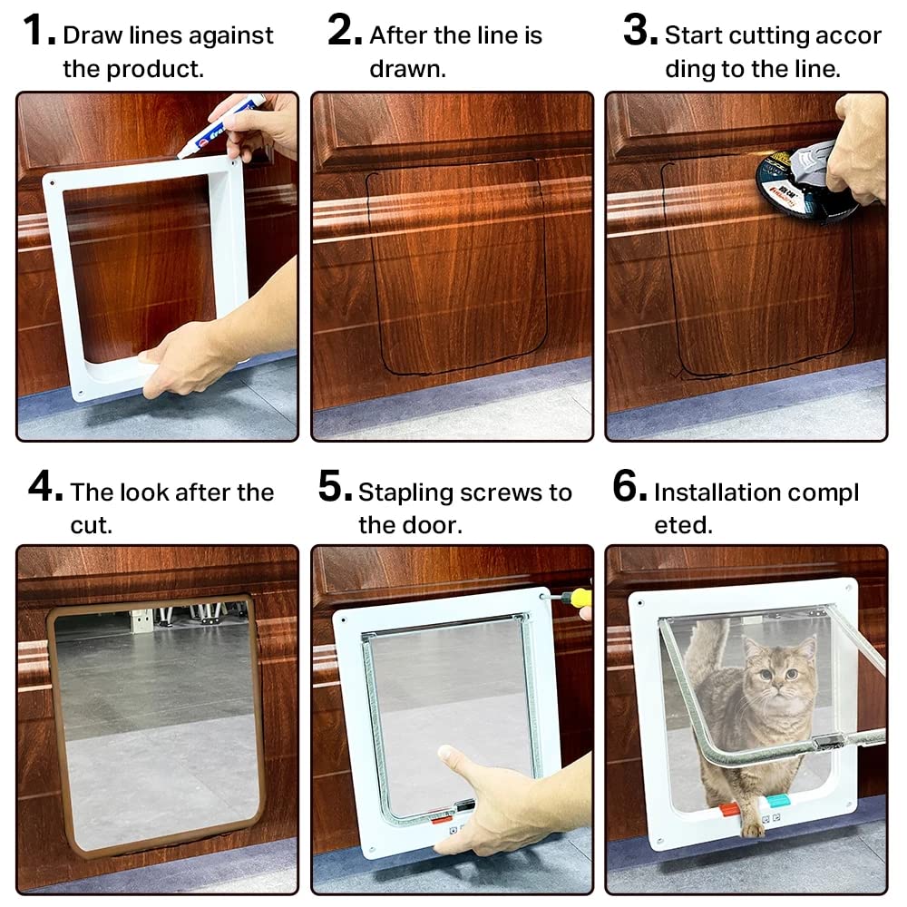 NEWFUN Gattaiola Porta Basculante per Gatti e Cani,Gattaiola con 4 Impostazioni di Bloccaggio Programmate,Entrata e Uscita Controllabile,Accesso Sicuro per Animali Domestici,20 * 19 * 5.3cm