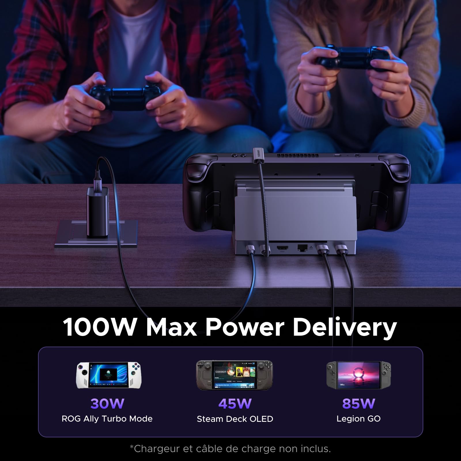 UGREEN 6 en 1 Docking Station Compatible Steam Deck OLED ROG Xbox Ally X Legion Go USB C HDMI 4K 120Hz VRR FreeSync G-Sync Ethernet Gigabit 3 Ports 5Gbps PD 100W