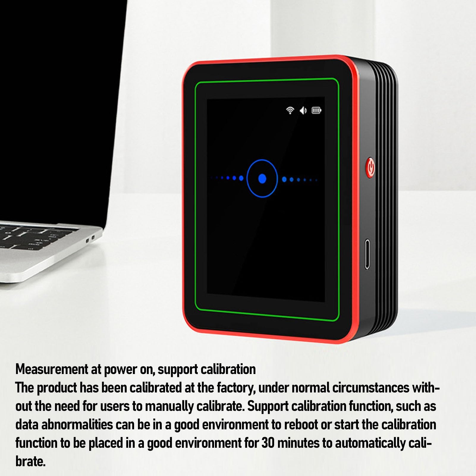 Monitor della qualità dell'aria, tester WiFi CO2 TVOC HCHO PM2.5 15 in 1 (Nero Rosso)