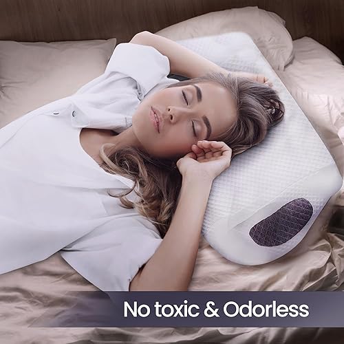 Miniatura 8 de IPEX Stores - Almohada cervical ajustable para aliviar el dolor de cuello y hombros con funda de almohada, almohada de espuma viscoelástica de