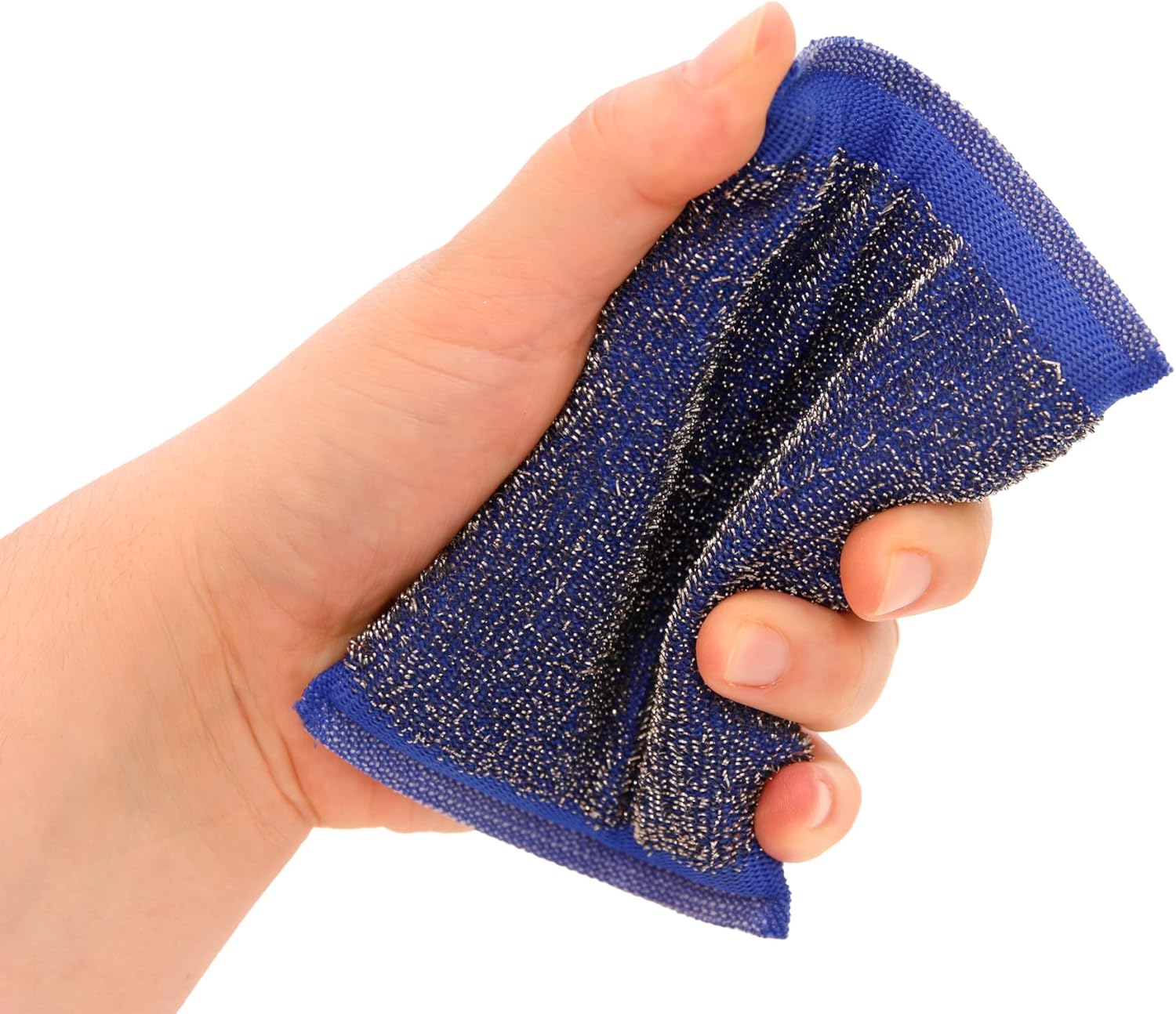 MAYA Stainless Steel Scrubber for Kitchen and Stainless Steel, Cleans Without Scratching, Leaves No Fibers Remains, Dimensions 13 x 9 cm, Pack of 8 Scouring Pads (Blue and Black)