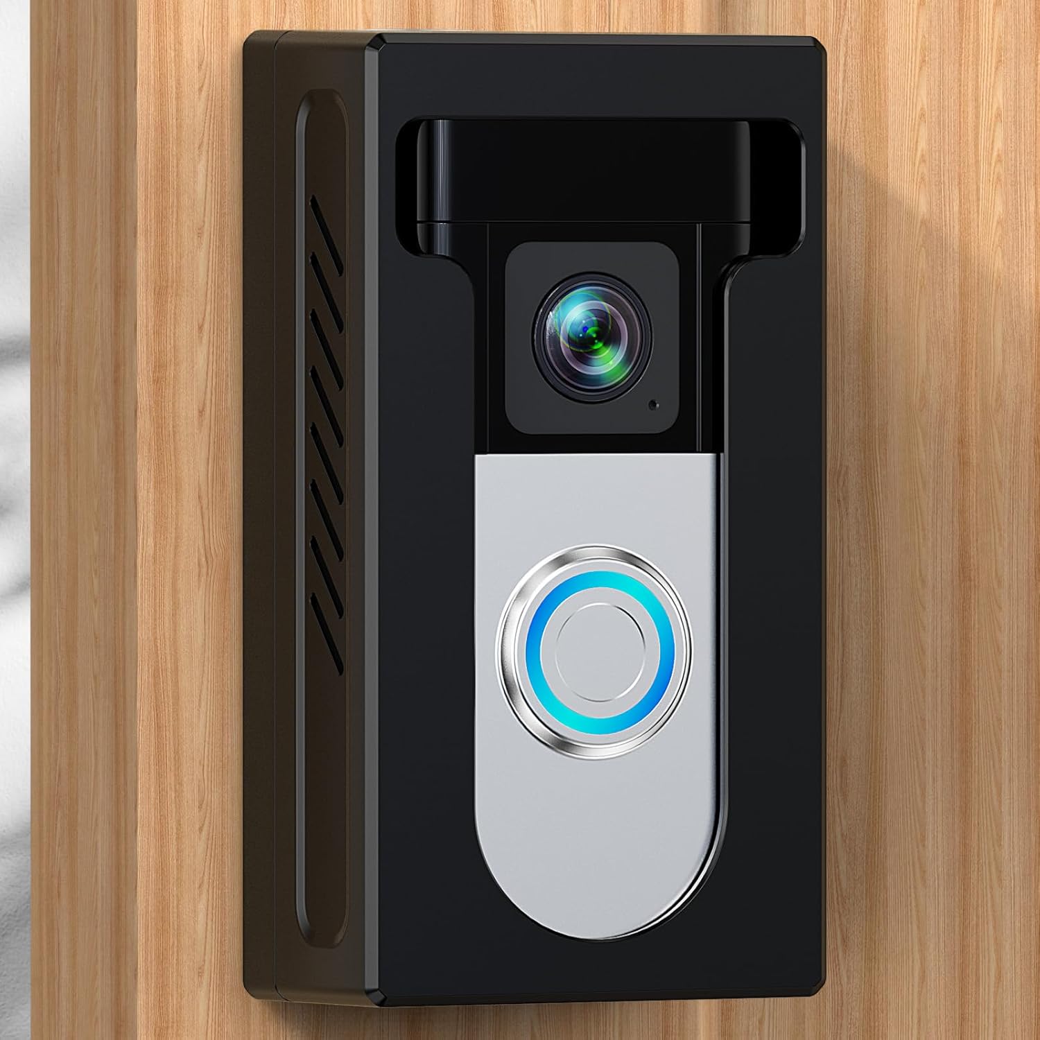 QIBOX No Drill Adhesive Video Doorbell Mount, Compatible with Ring/Blink Wireless Video Doorbell, Anti-Theft, Black Aluminum Steel, Wall Mount QIBOX No Drill Adhesive Video Doorbell Mount, Compatible with Ring/Blink Wireless Video Doorbell, Anti-Theft, Black Aluminum Steel, Wall Mount