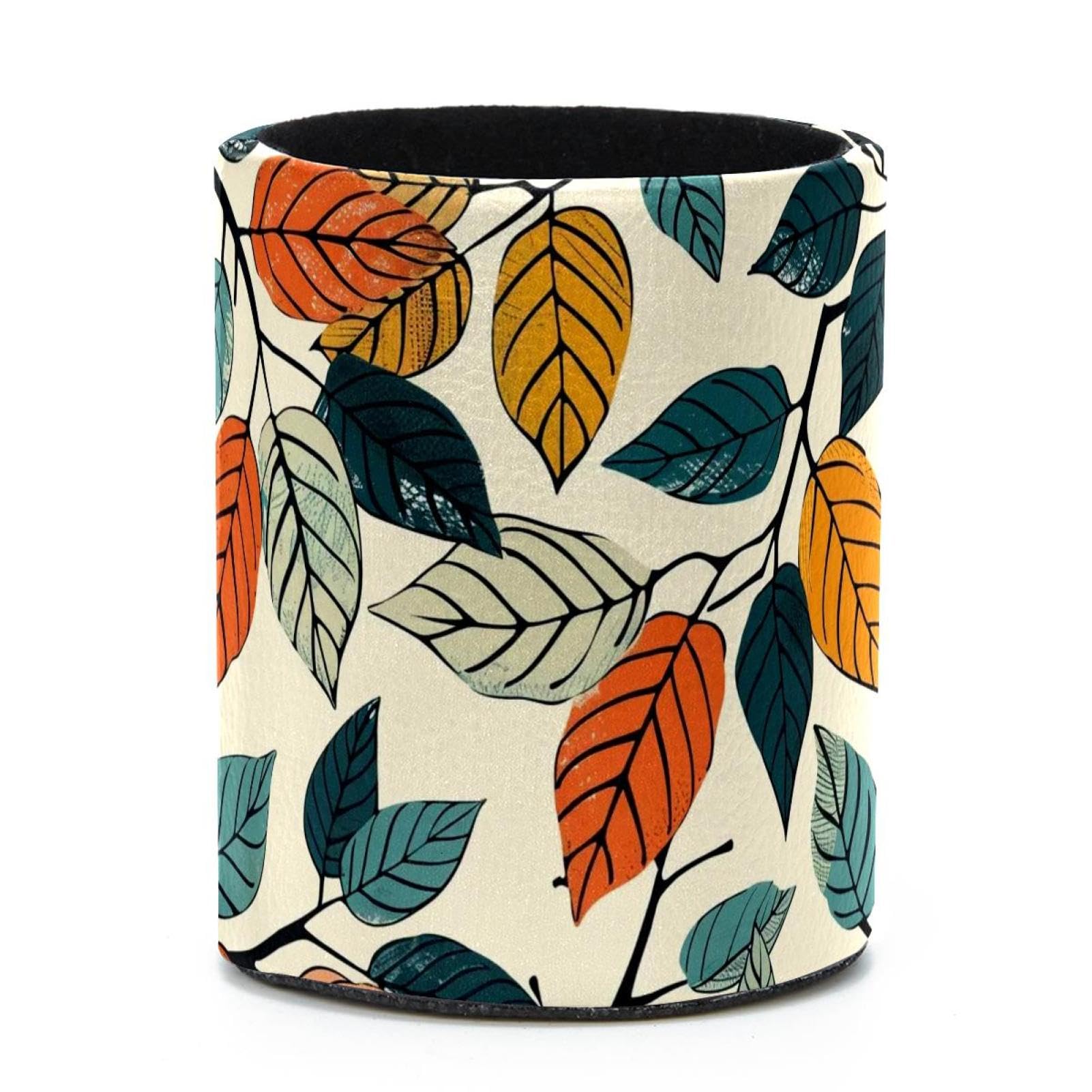 VAPOKF Round Pencil Holders for Desk, Leaves Pen Holders Pen Pot Makeup Brushes Storage Desktop Stationery Supplies Organiser for Home Office
