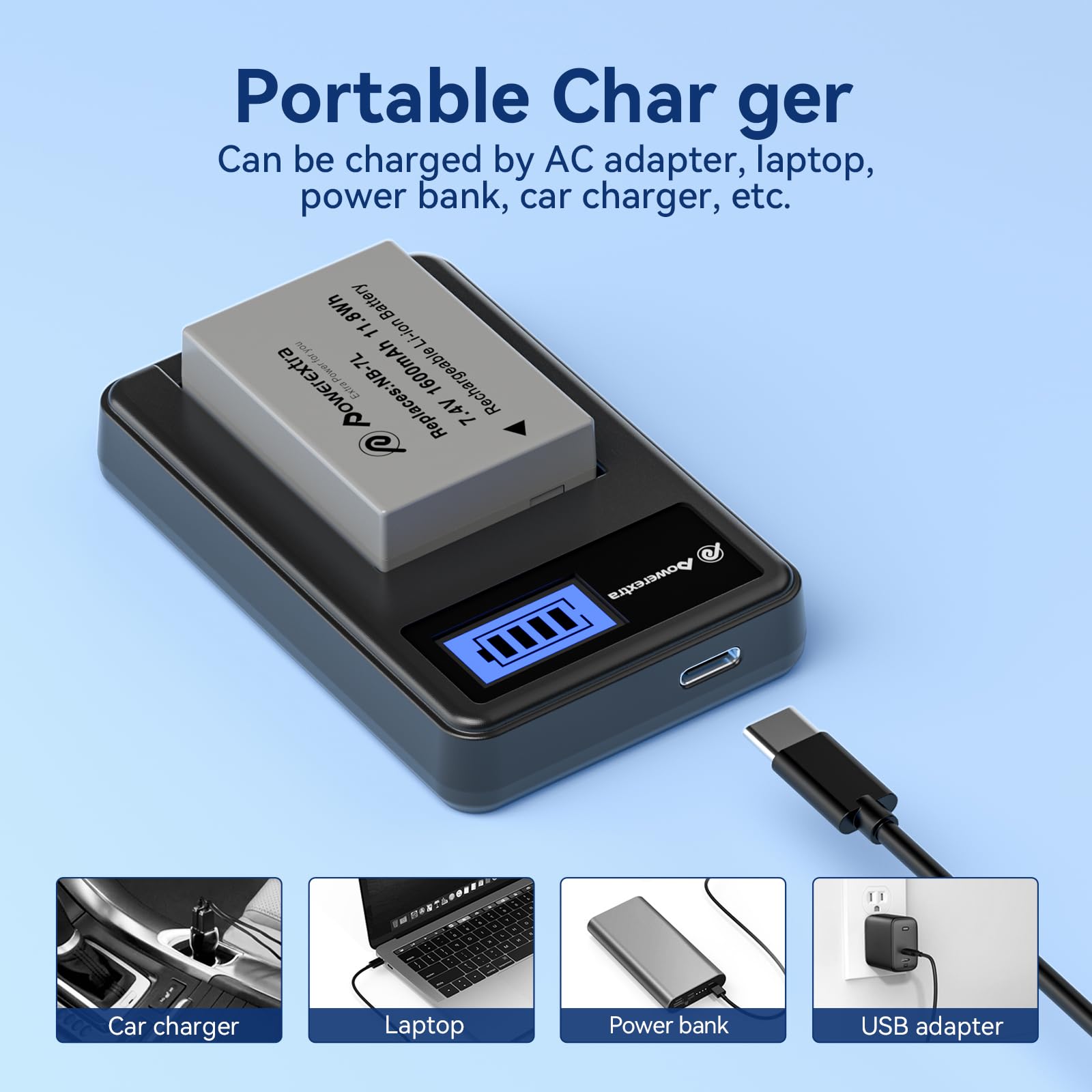 Amazon.com: Powerextra NB-7L 2-Pack 1600mAh 7.4V Battery and