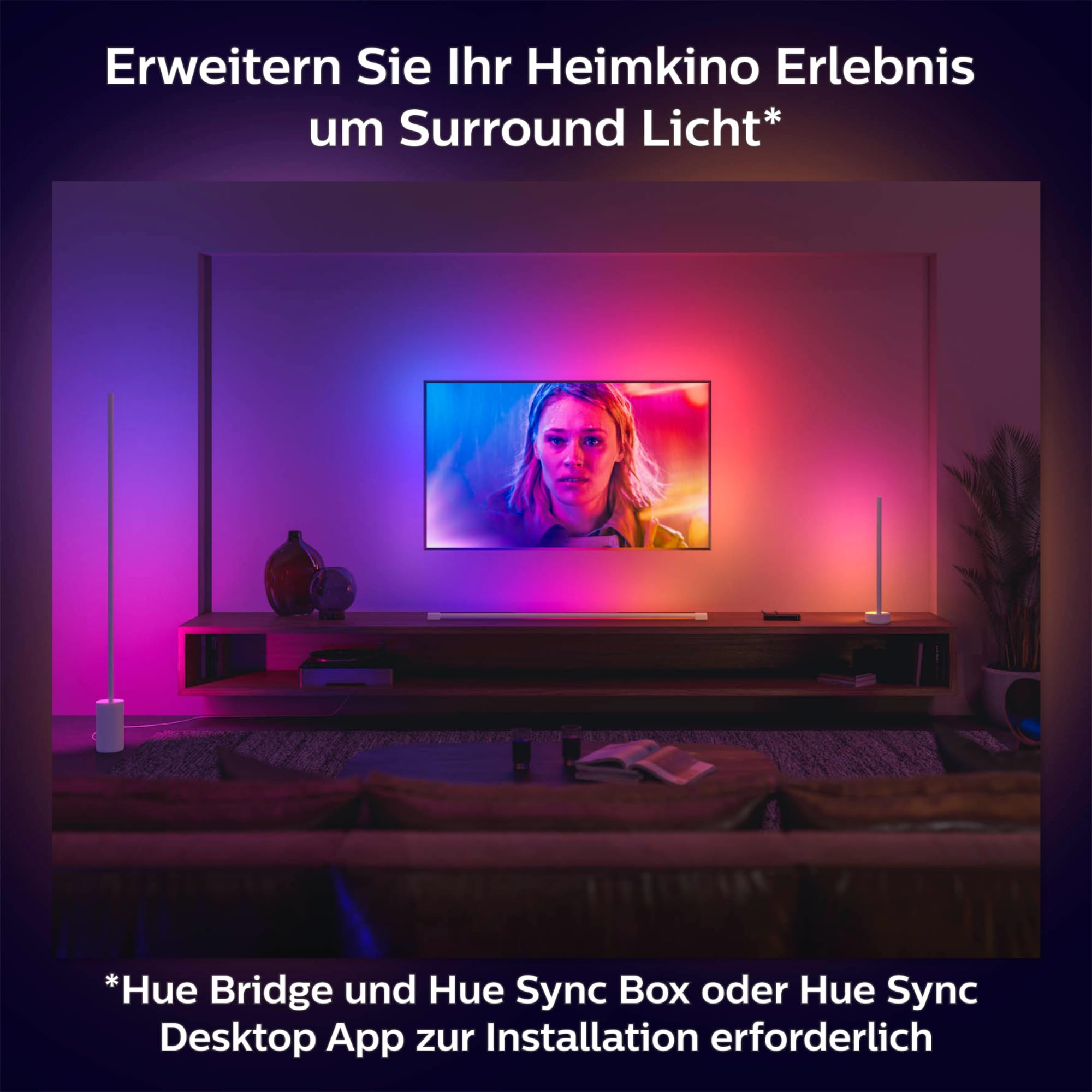 Philips Hue White & Color Ambiance Gradient Signe LED Stehleuchte 2.550 lm, dimmbare Lichtsäule mit 16 Mio. Farben, smarte Lichtsteuerung über Sprache und App, weiß