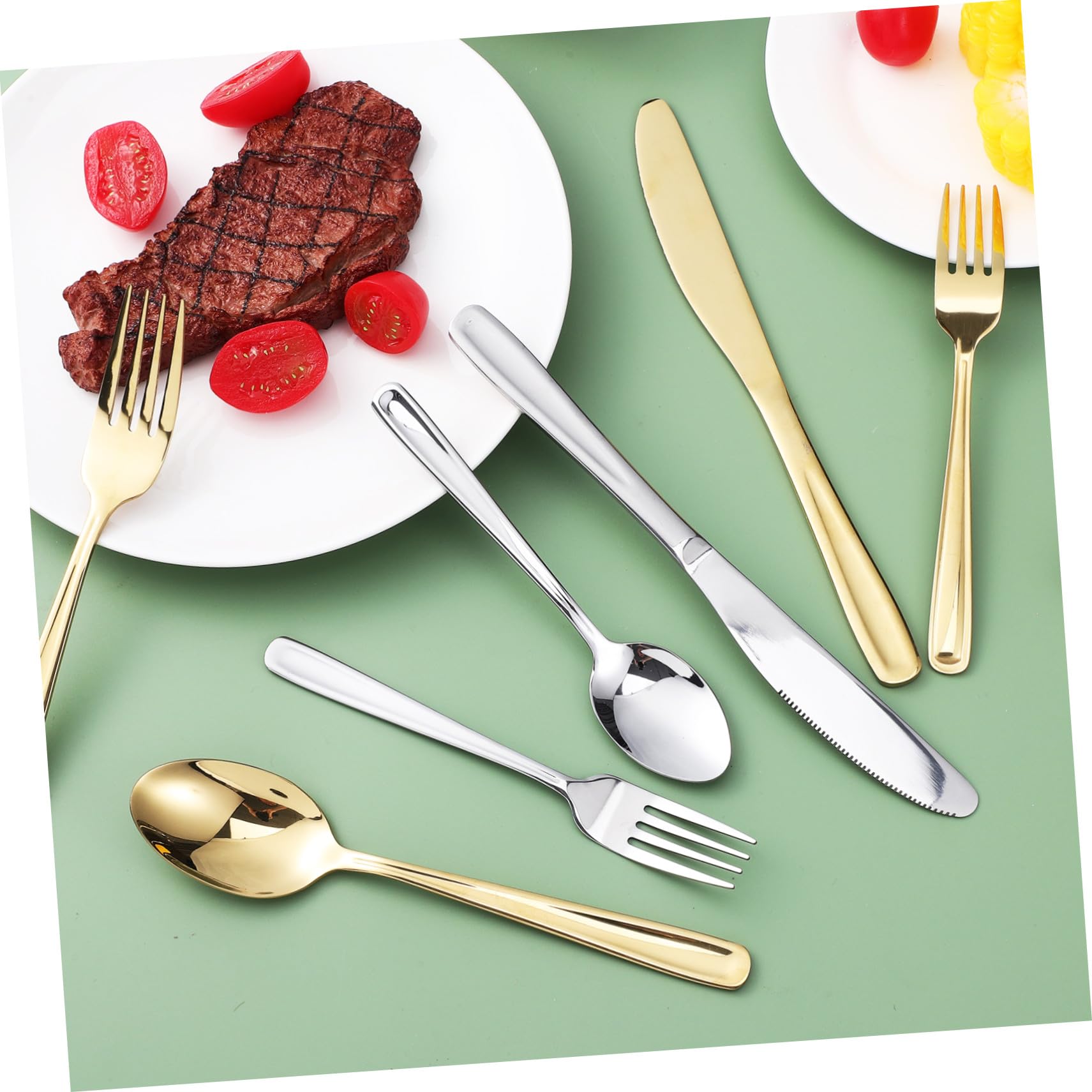 ULTECHNOVO 2set Posate in Acciaio Resistente Per Bistecche Cucchiai e Forchette Stoviglie Resistenti Per Cucina e Tavola Utensili Da Portata