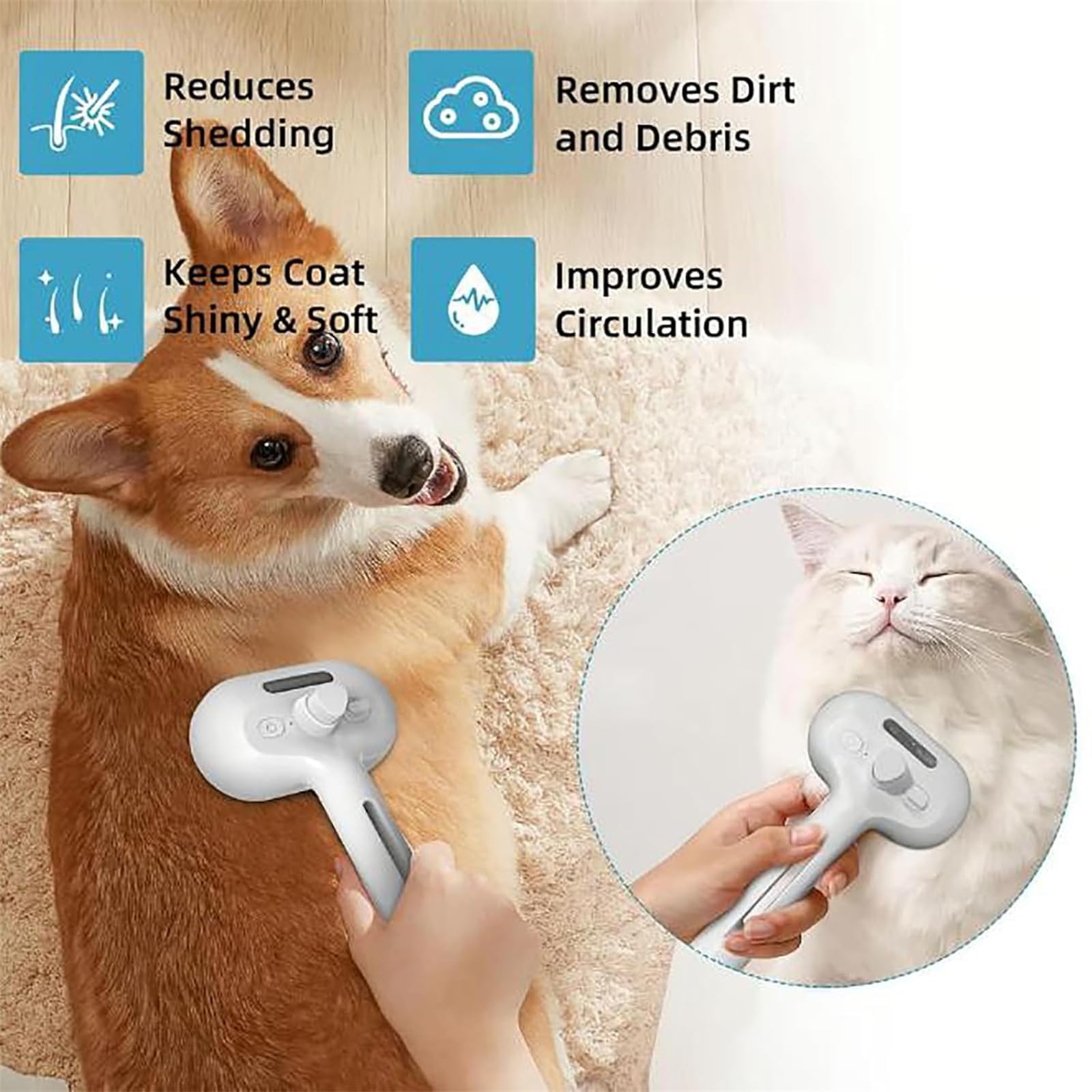 Kivori - Cepillo de aseo para mascotas, peine de depilación en aerosol para mascotas, cepillo de vapor para mascotas, cepillo de aseo para perros, gatos, cepillo de aseo para mascotas con rociador y