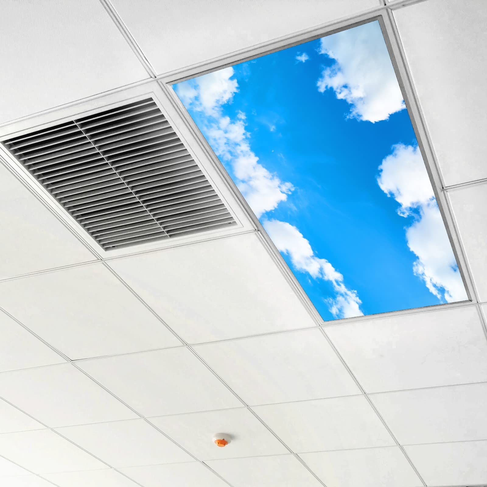 Lámpara de techo fluorescente LED para aula, panel de cielo nube, decorativo, lámpara fluorescente para ventana, 61 x 122 cm, solución de iluminación de oficina