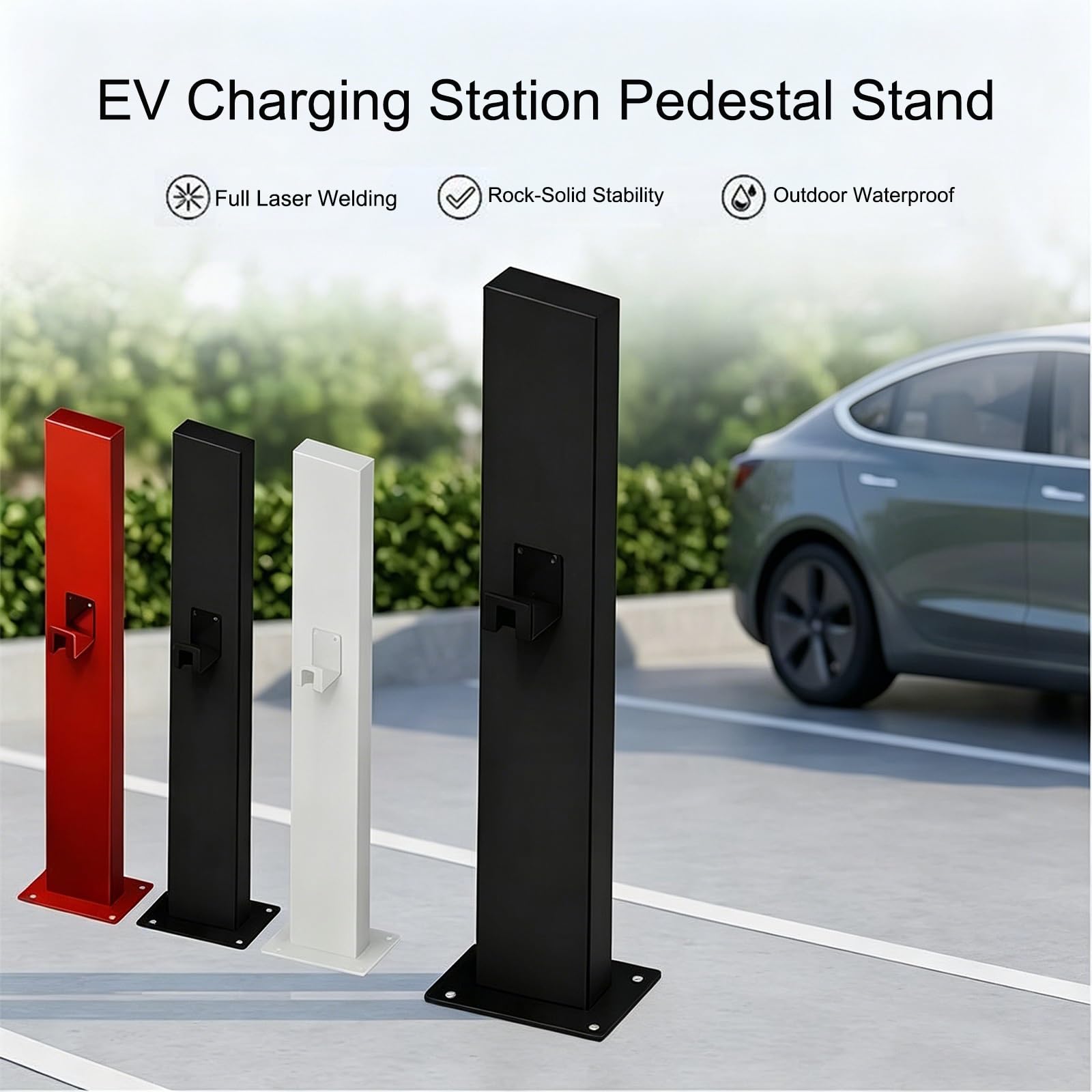 Supporto per Stazione di Ricarica EV,Colonnina di Ricarica Autoportante,Compatibile con Caricabatterie di Livello 1 e 2 Uso Interno/Esterno Altezza: 59,1 Pollici (più Colori Disponibili)(White)