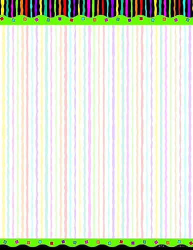 Barker Creek Papel de computadora de diseño, rayas de neón, 8.5 x 11 pulgadas, papel de impresora decorativo, papelería, 50 hojas por paquete,