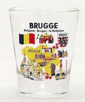 Bruges Brugge Belgium Landmarks and Icons Collage Shot Glass