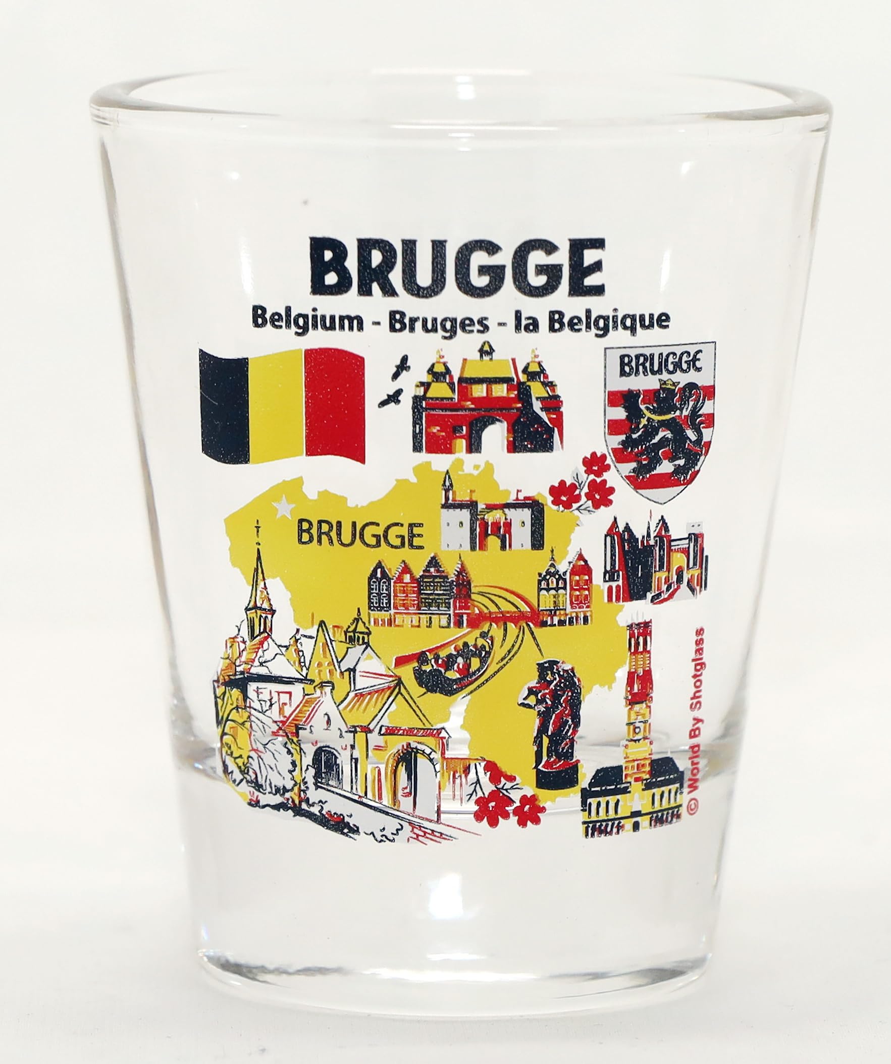 World By ShotglassBruges (Brugge) Belgium Landmarks and Icons Collage Shot Glass
