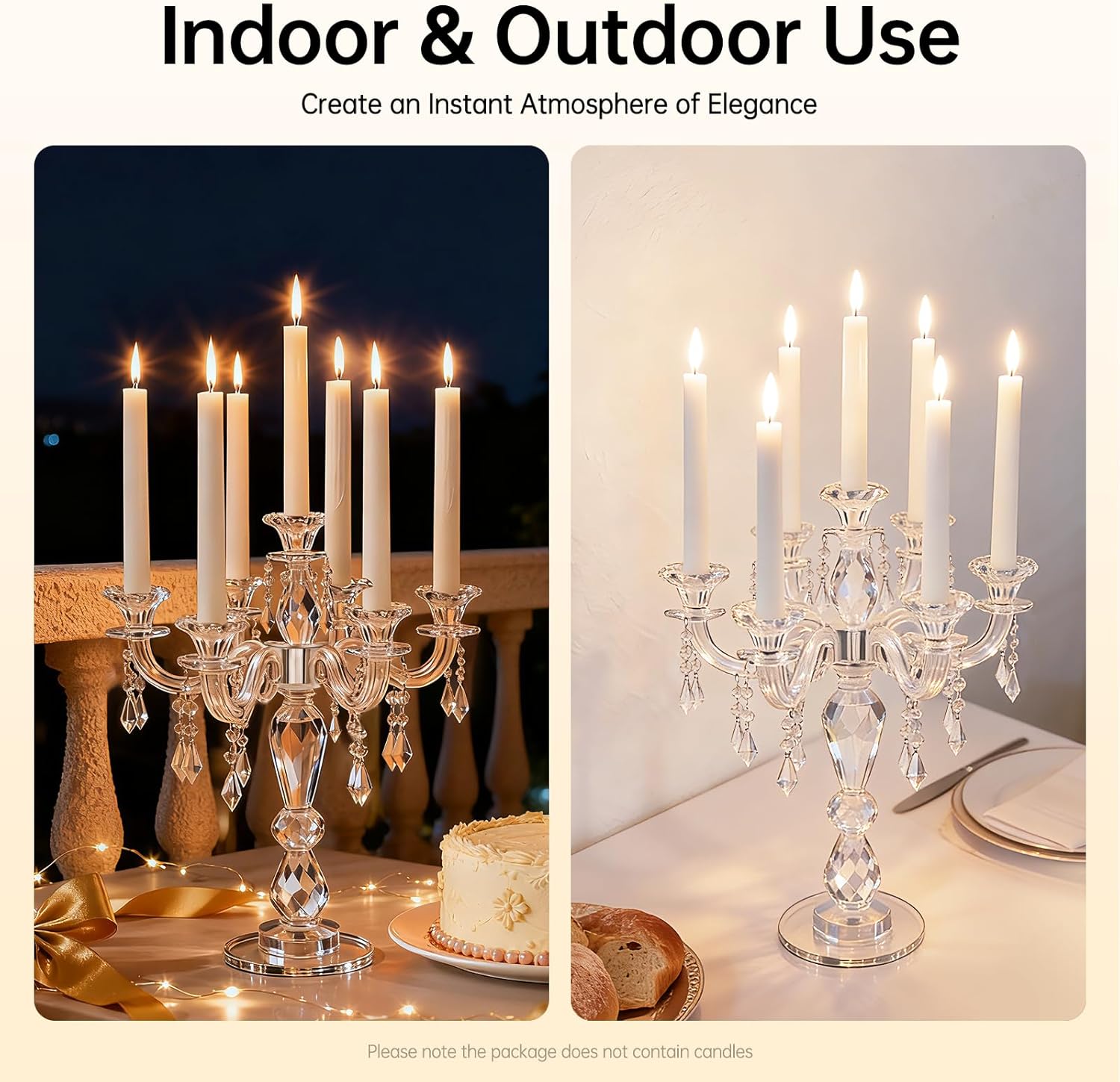 Crystal Candle Holder, Crystall Candelabra, 7 Arm Modern Clear Candle Holder Centerpiece, Crystal Tapered Candlestick, Family Wedding Centerpiece, 14 Inch