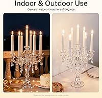 Vista 5 de Portavelas de cristal, candelabro Crystall, centro de mesa moderno de 7 brazos, candelabro cónico de cristal, centro de mesa de boda familiar, 14