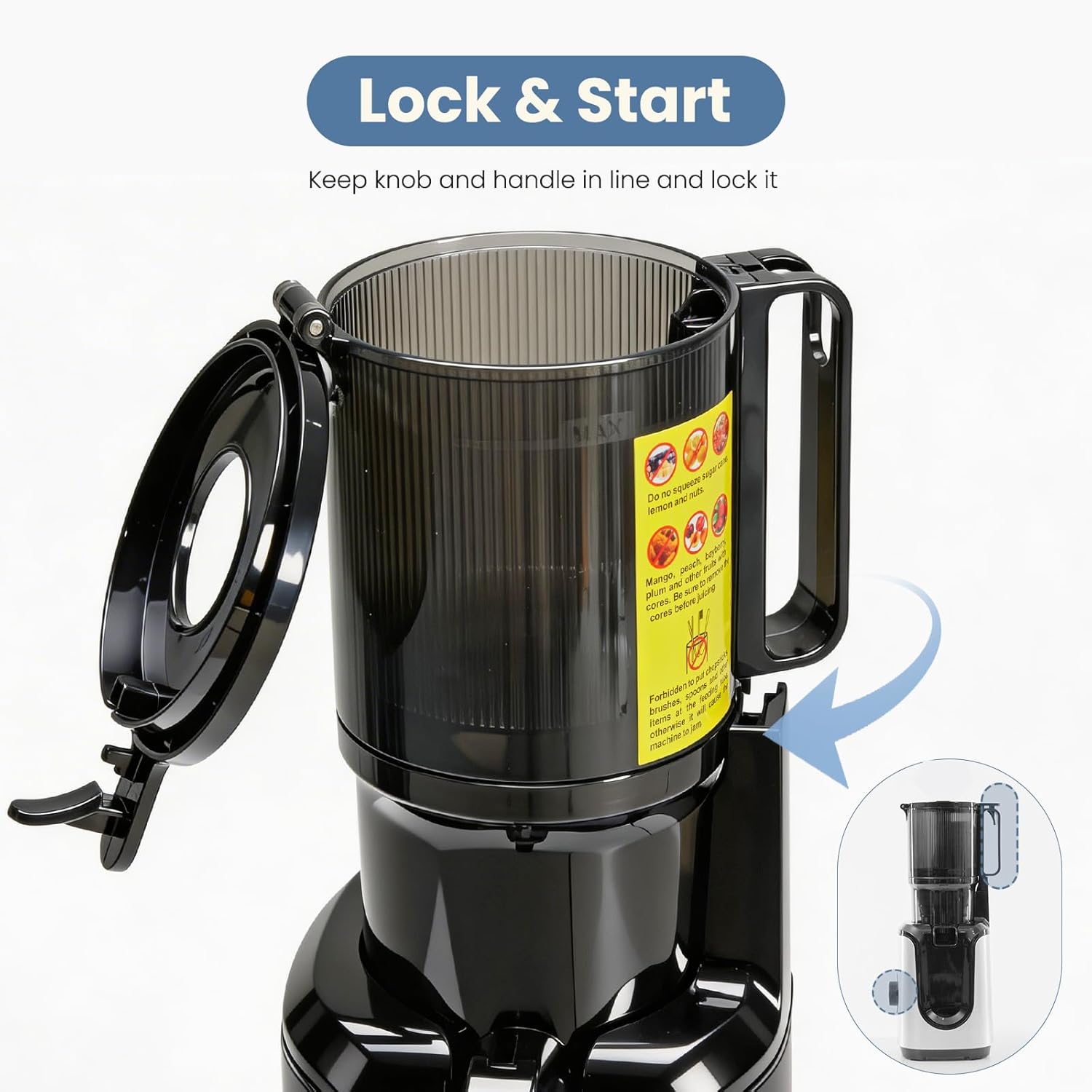 DUMOS Masticating Juicer Machines, Cold Press Juicer with Wide Feed Chute, High Juice Yield and Easy to Clean for Whole Vegetables & Fruits, Silver