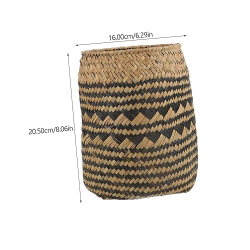 Miniatura 6 de Cesta de almacenamiento de mimbre para baño, cesta pequeña redonda de rota para organizar la basura, papelera, oficina, cuerda de paja y escritorio