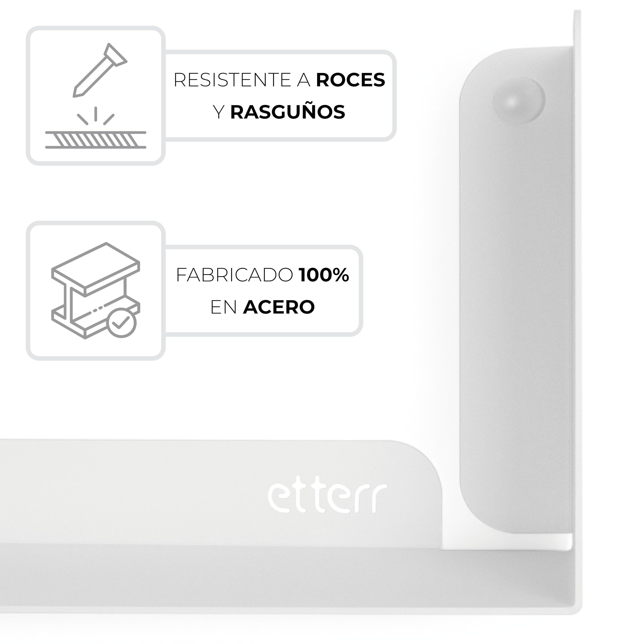 Pack de 2 Estanterías de Pared | 70x15 cm | 100% Acero | Fabricado en Europa | Estanteria Libros | Baldas Flotantes Pared | Estanteria Blanca | Estanterias Pared | Estante Flotante Pared