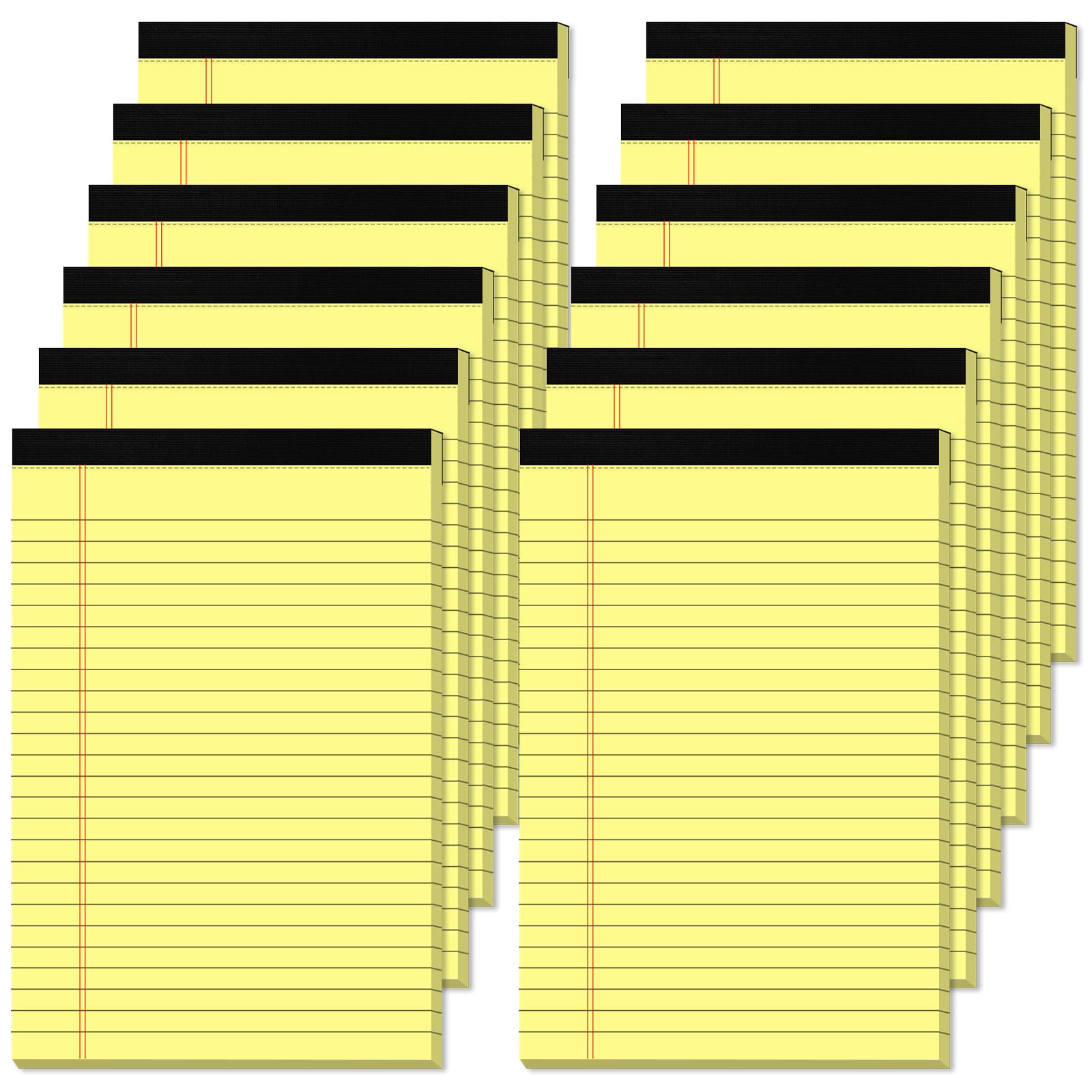 5 x 8 Yellow Legal Pads Writing Pads 12 Pack of Notepad 80gsm Paper Small College Ruled Note