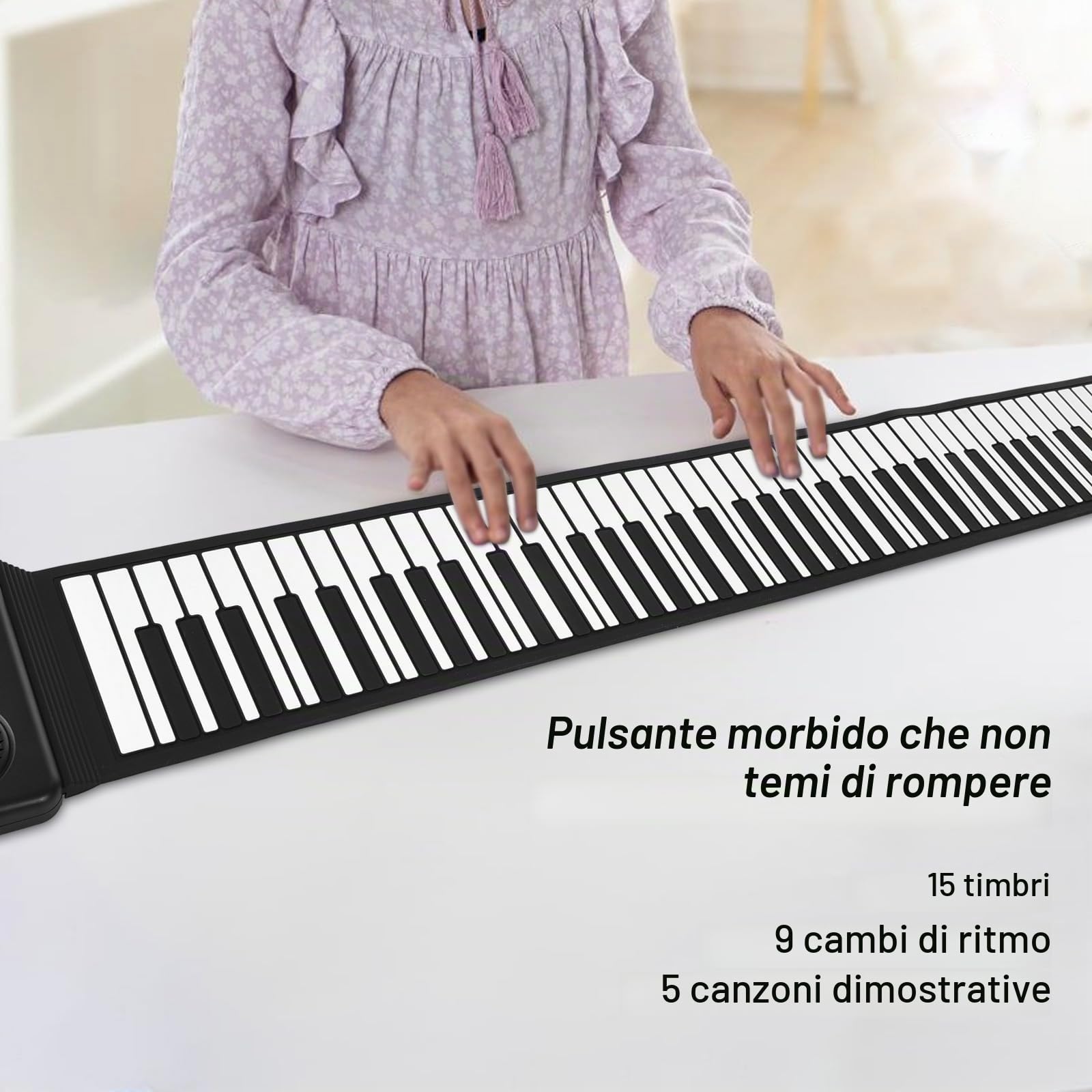 Btuty 88 Tasti Tastiera Musicale Tastiera Pianoforte Pianoforte Elettronico Pianoforte Pieghevole In Silicone Ambientale Studio Domestico Piano Elettronico Professionale Senza Altoparlante