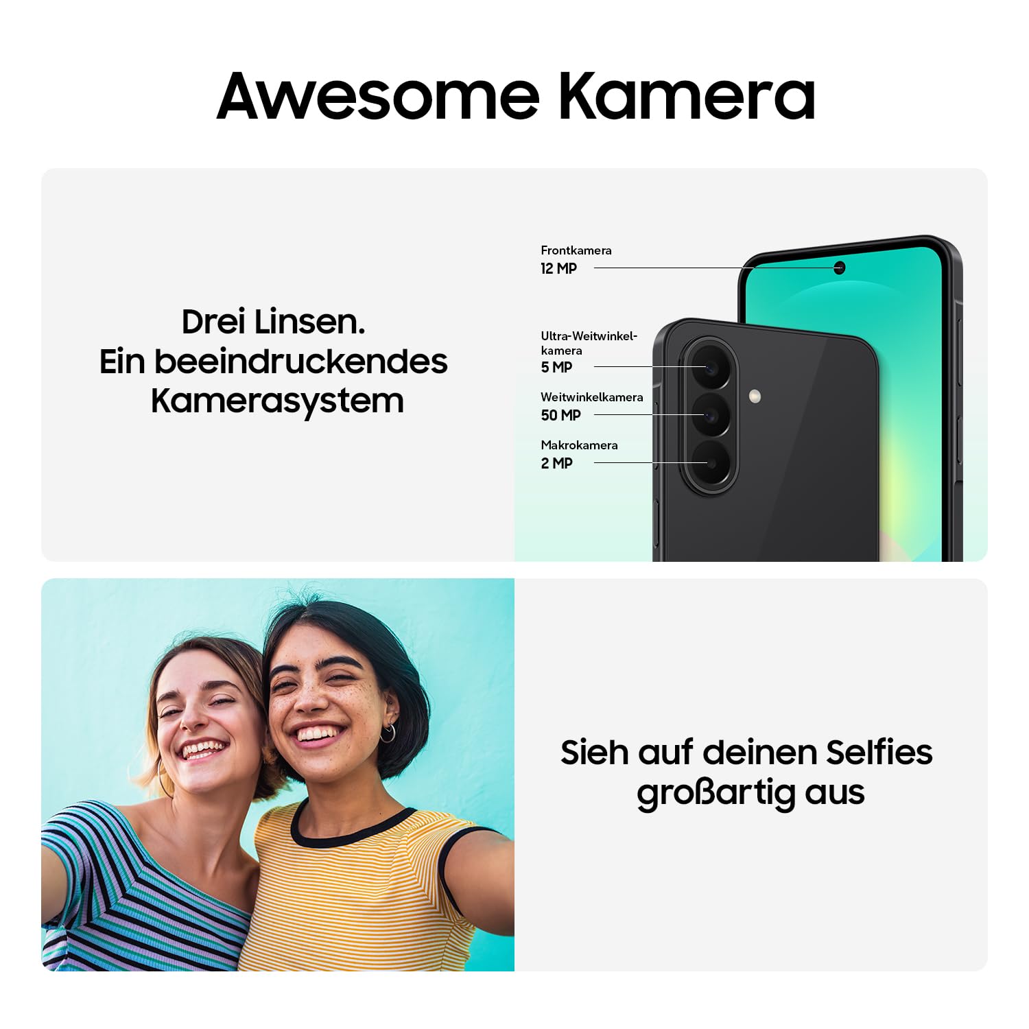 Samsung Galaxy A27 5G Smartphone mit KI-Funktionen, Handy, Black, 128 GB | Circle to Search, Objekt-Radierer, Sprachtranskription, Dreifach-Kamerasystem, IP64, 5000-mAh-Akku, 6 Betriebssystem-Updates