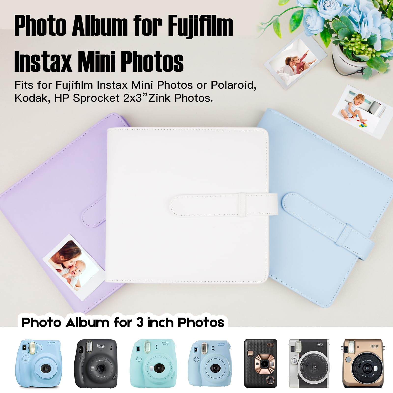 Veicevol Álbum de fotos de 360 bolsillos para cámara Fujifilm Instax Mini