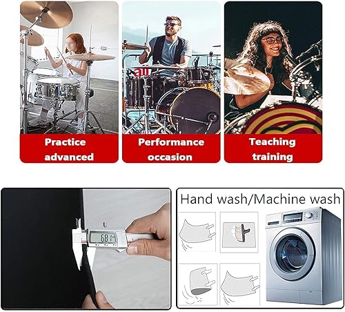 Miniatura 5 de Alfombra de tambor redonda insonorizada antideslizante alfombra de percusión para kits de batería eléctrica, caja de bombo y otras alfombras de