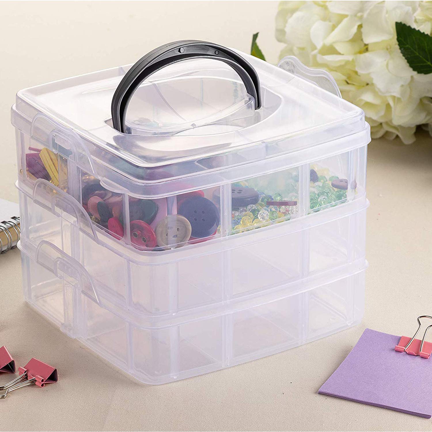 KARP Jewellery Organisers, Plastic 3 Layer 18 Grid Portable Transparent Storage Detachable Box Organizer Case With Adjustable Dividers For Jewelry Sewing Button Earrings (Clear) (B0DHGFV3XC) Amazon Price History, Amazon Price Tracker