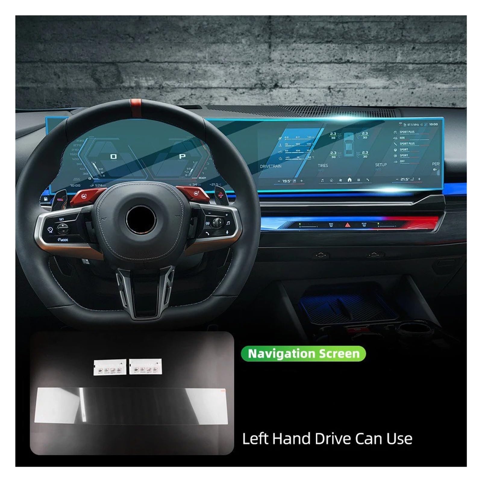 Protector de Pantalla para navegador de Coche BMW Serie 5 G60 2 en 1, Protector de Pantalla de Cristal Templado para Consola Central, Pantalla de navegación GPS y salpicadero.