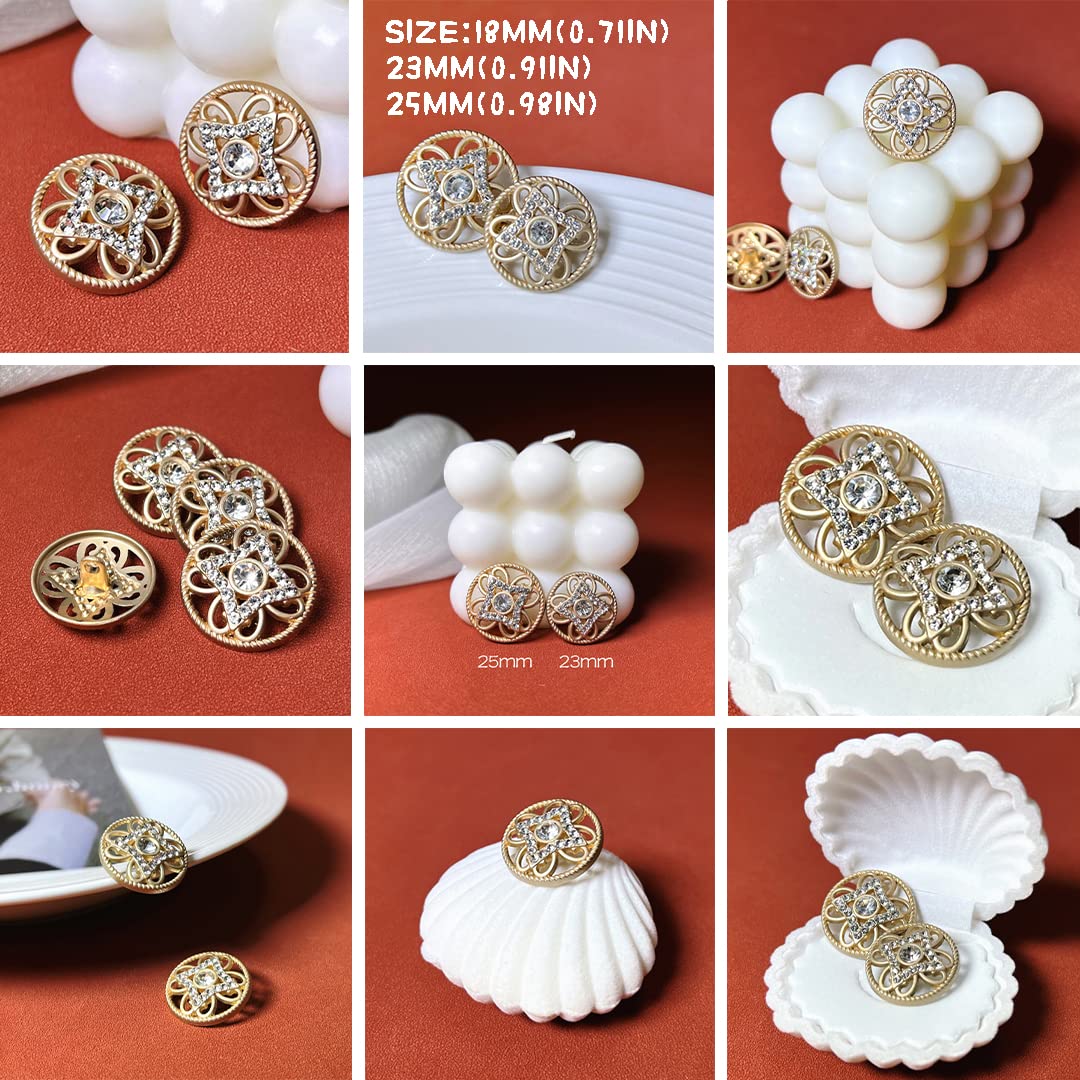 Amazon.com: Button, 6 Pcs Gold 3D Flower Shank Button Rhinestones
