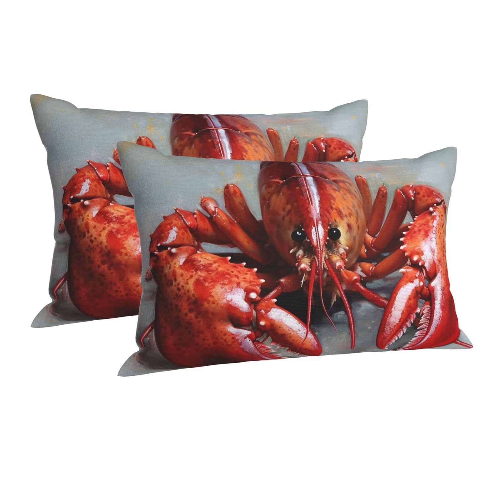 Lobster Luxury Pillowcase with Zipper Closure, Super Soft and Cozy Fuzzy Pillowcases Plush Throw Pillow Cover Modern Decorative Pillow Case for Sofa, Couch, Living Room 14"x20"