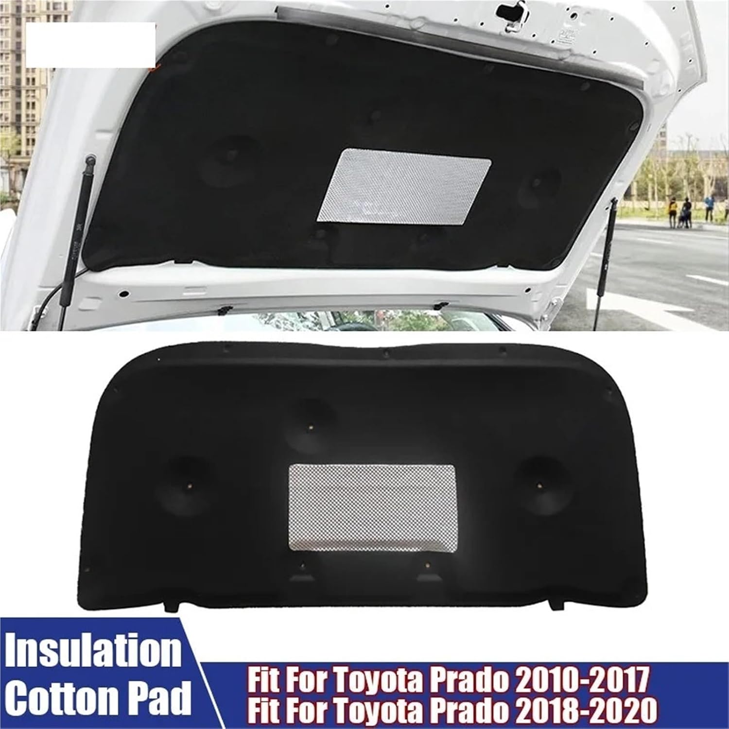 DORKTEES Compatible with Toyota Prado 2010-2017 / Prado 2018-2021 Car Front Hood Engine Sound Heat Insulation Cotton Pad Automobiles Accessories(All Aluminum 10-17 1pc)