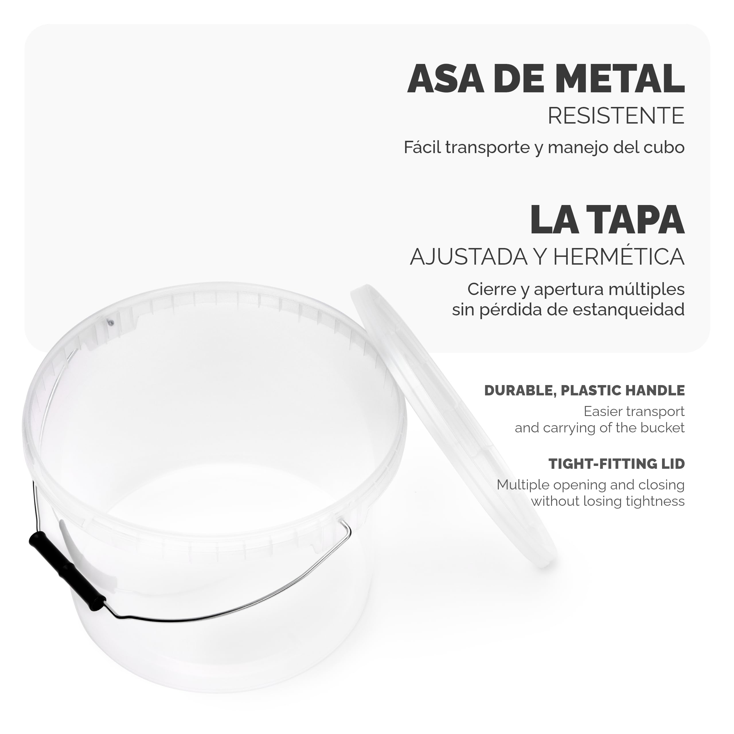 Garronda Cubo con Tapa 10 L 10 Piezas Transparente GD-0072 | Para el Almacenamiento de Alimentos y Productos Químicos