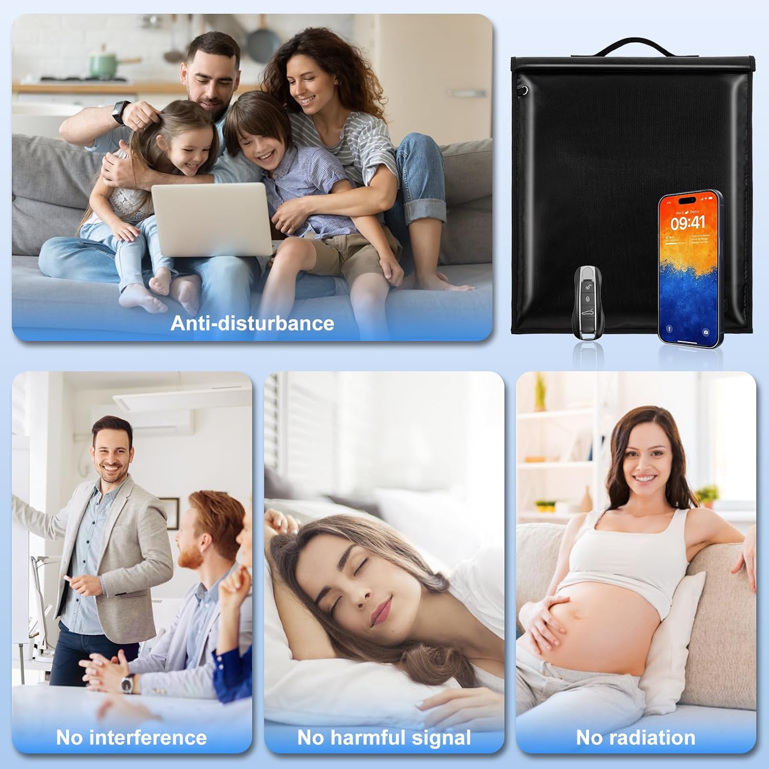 Large Faraday Bags Emp Proof for Car Keys & Phone & Tablets & Laptop & Key Fob - 5 Pack Faraday Cage Faraday Key Fob Protector Faraday Pouch, Anti-Tracking Anti-Hacking, RFID Signal Blocker (Black) - Image 6