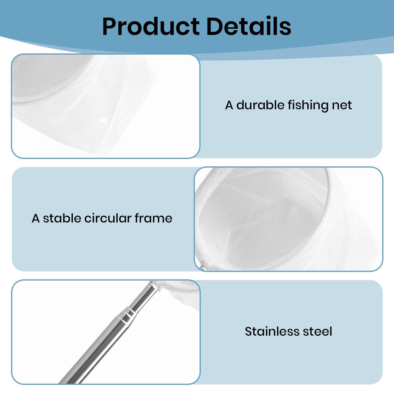 Mini Épuisette pour Aquarium avec Manche Extensible en Acier Inoxydable, pour Attraper Les Petits Poissons et Les Crevettes et pour Le Nettoyage