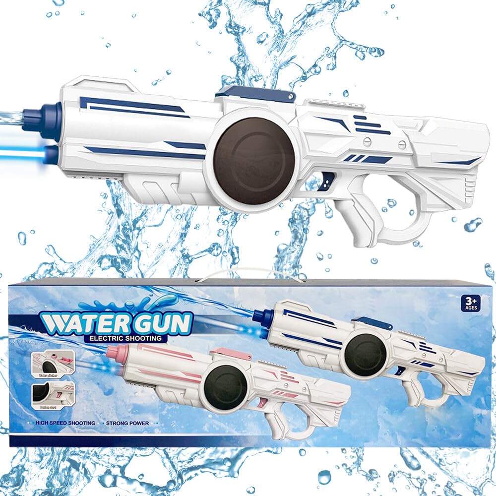 IXYHKB Pistola Agua Electrica, 300 CC Gran Capacidad Pistola de Agua Eléctrica, Automático Pistola de Agua, Alcance de hasta 26 Pies, Pistola de Agua Electronica para Adultos Niños